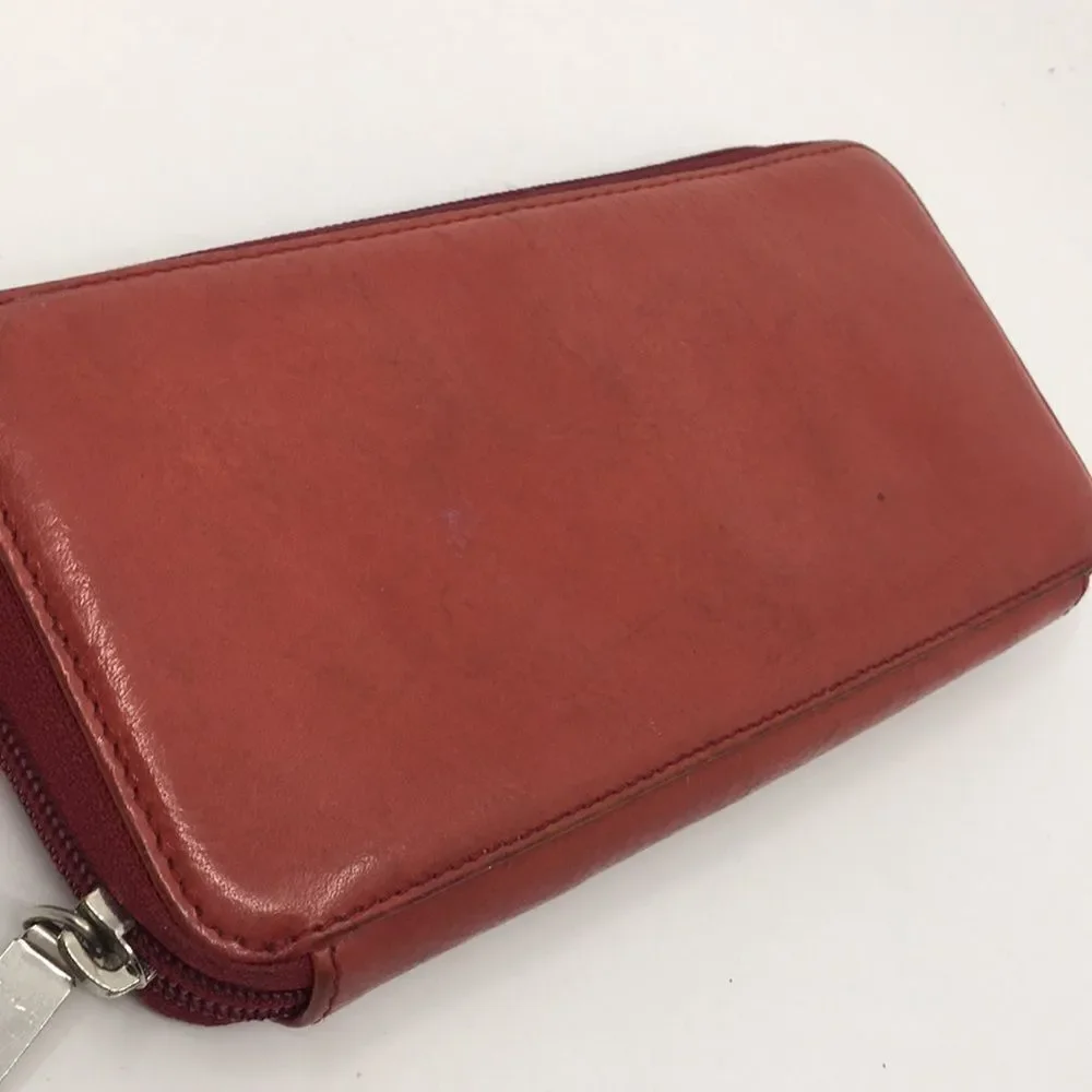 Hobo International Red Leather Zippy Accordion Zip Around Wallet